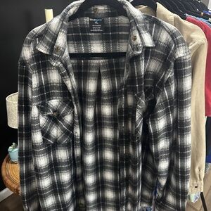 Blue Gear Black and White Plaid Shirt